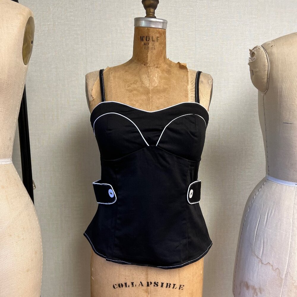 NWT Deadstock 2000s Y2K Pin Up Color Block Corset Tank Top